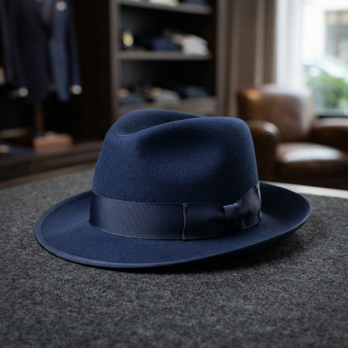 FHV7 Paisley Band Poly Fedora Hat — Ocean Teal Blue