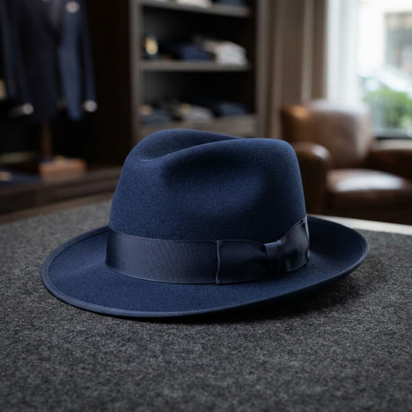 FHV5 Adjustable Band Fedora Poly Hat — Royal Blue