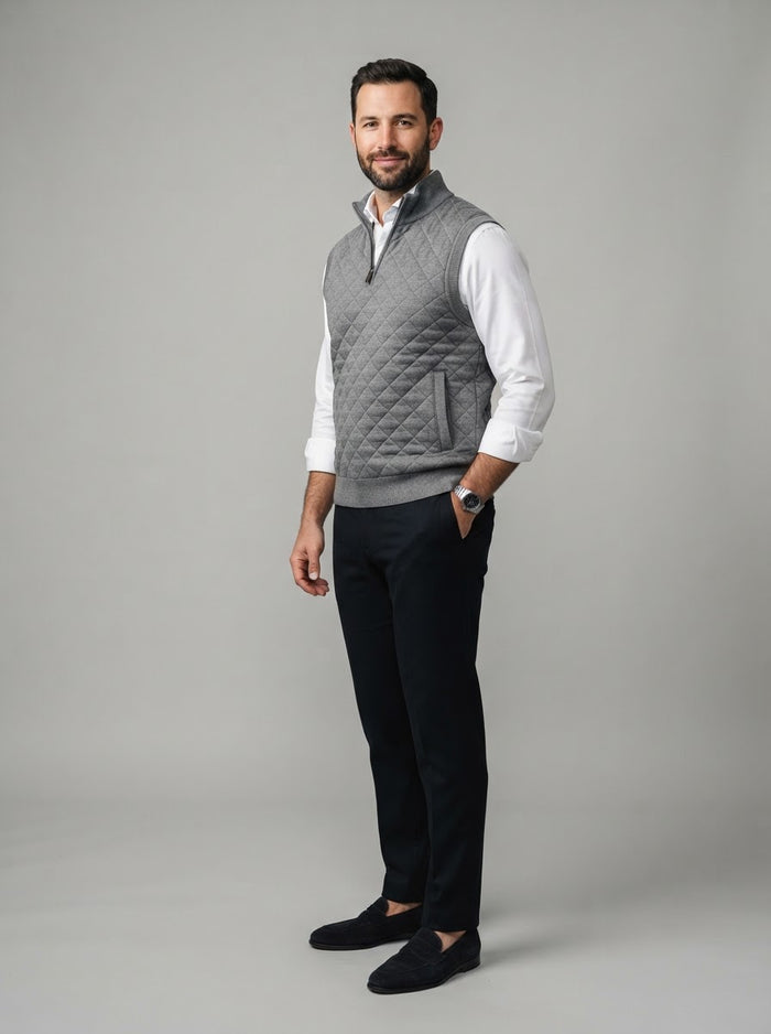 SWV4 Quilted Diamond Sweater Vest — Gray