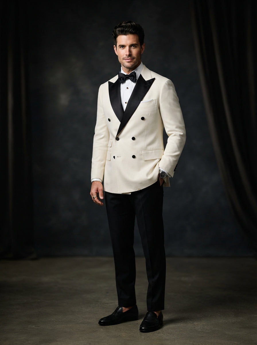 Tux-DBS Double Breasted Tuxedo — Off-White Super 180s Italian Wool