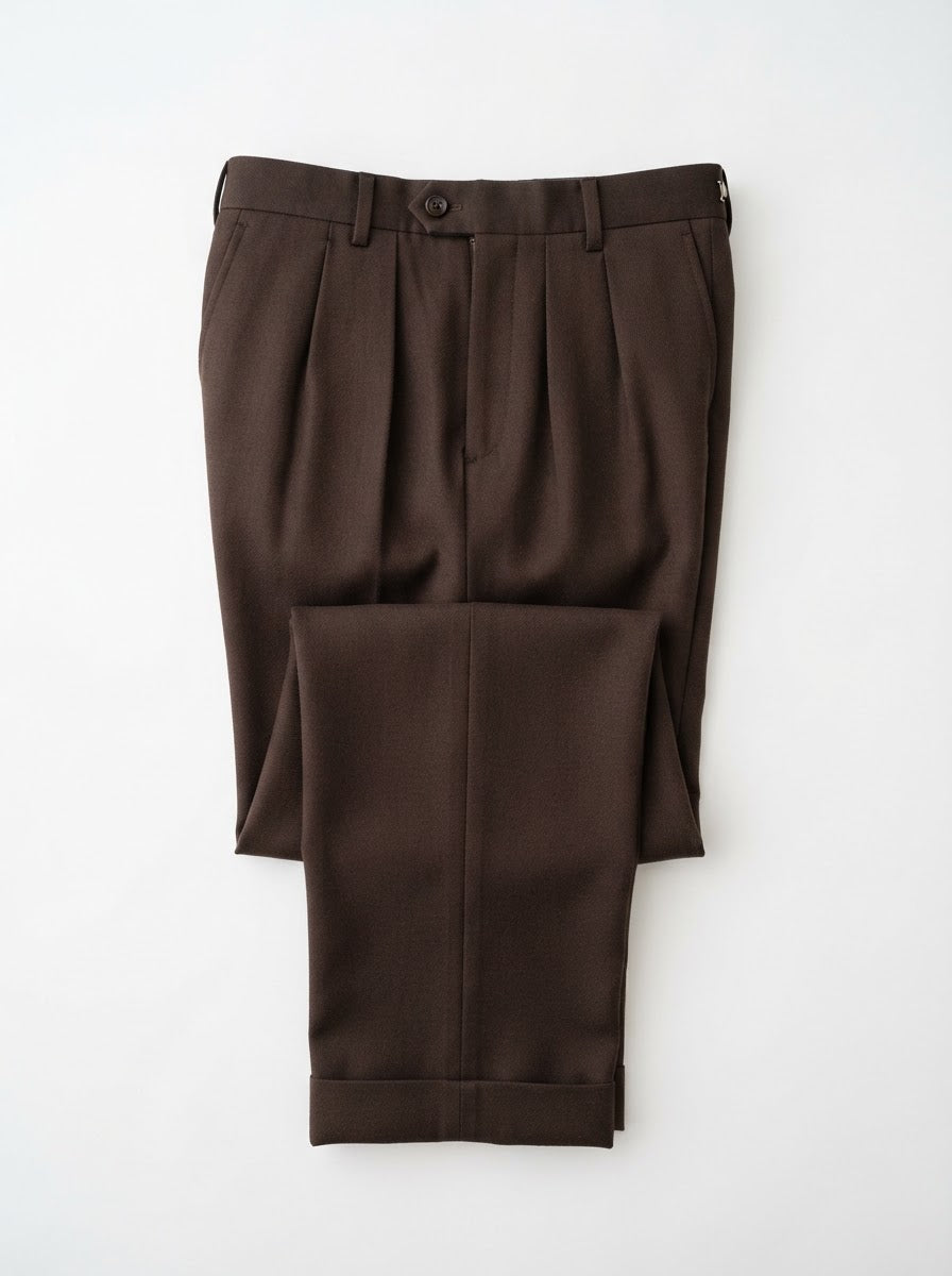 PT Double Pleated Regular Fit Dress Pants — Deep Brown