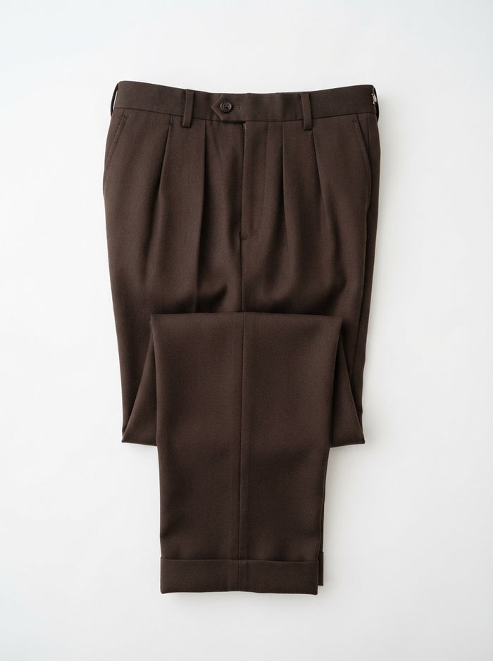 PT Double Pleated Regular Fit Dress Pants — Deep Brown