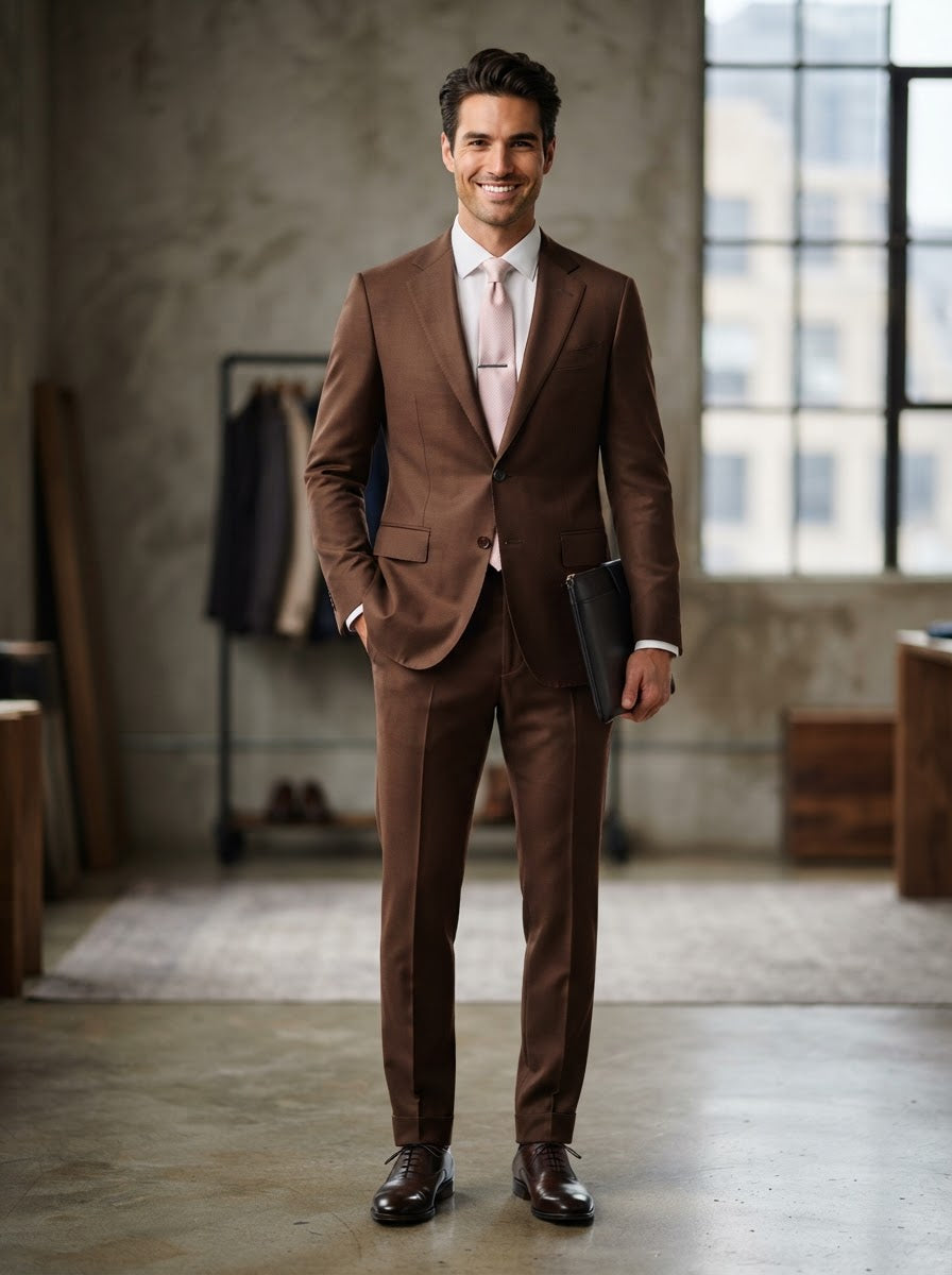 Couture 1910 Chestnut Brown Stretch Suit — Chestnut Brown