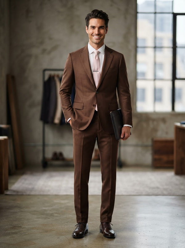 Couture 1910 Chestnut Brown Stretch Suit — Chestnut Brown