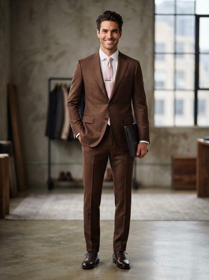 Couture 1910 Chestnut Brown Stretch Suit — Chestnut Brown
