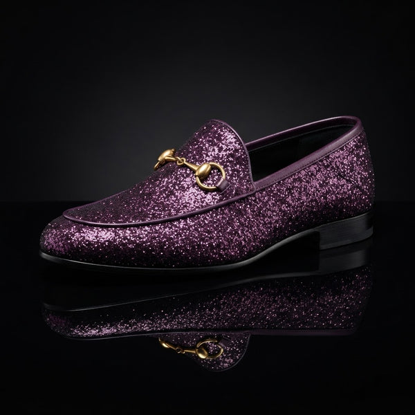 Bravo PROM-2 Glitter Horsebit Loafer — Sparkling Deep Purple Glitter