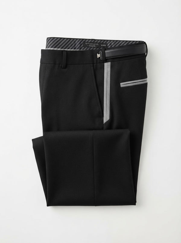 D3C Contrast Pocket Formal Dress Pants — Black / Grey Contrast