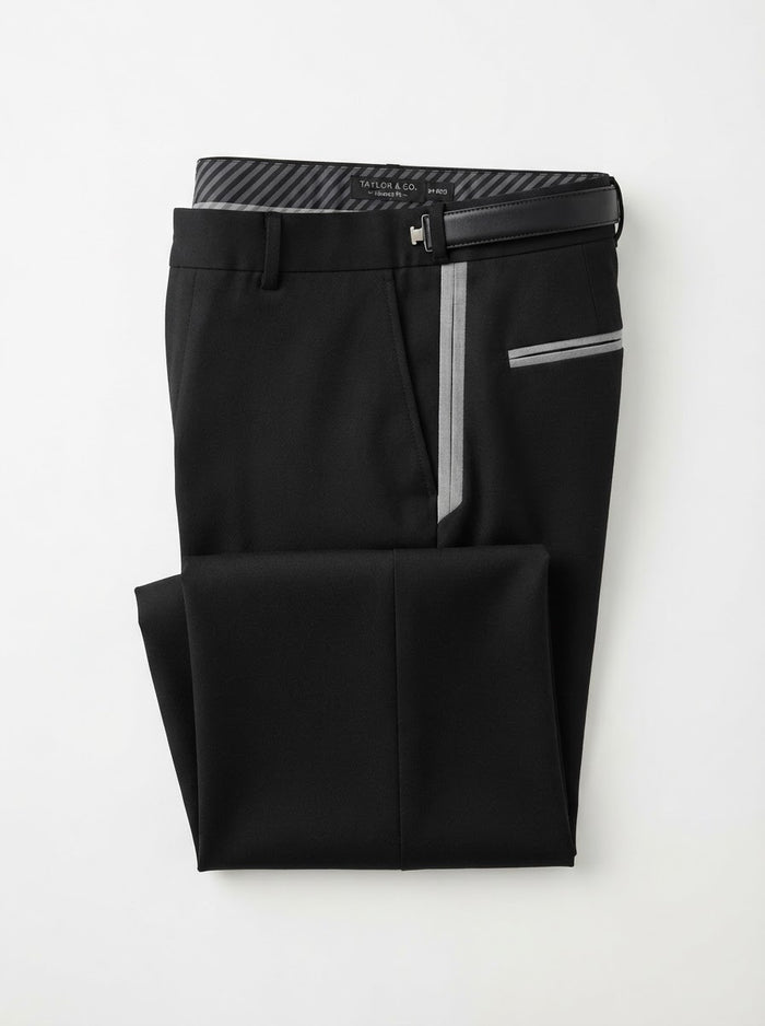 D3C Contrast Pocket Formal Dress Pants — Black / Grey Contrast