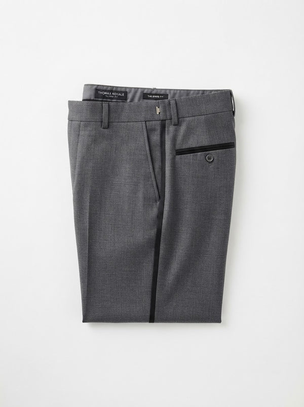 D3C Contrast Pocket Formal Dress Pants — Grey / Black Contrast