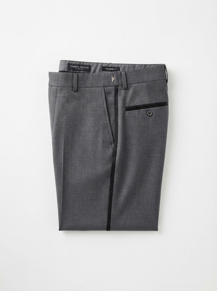 D3C Contrast Pocket Formal Dress Pants — Grey / Black Contrast