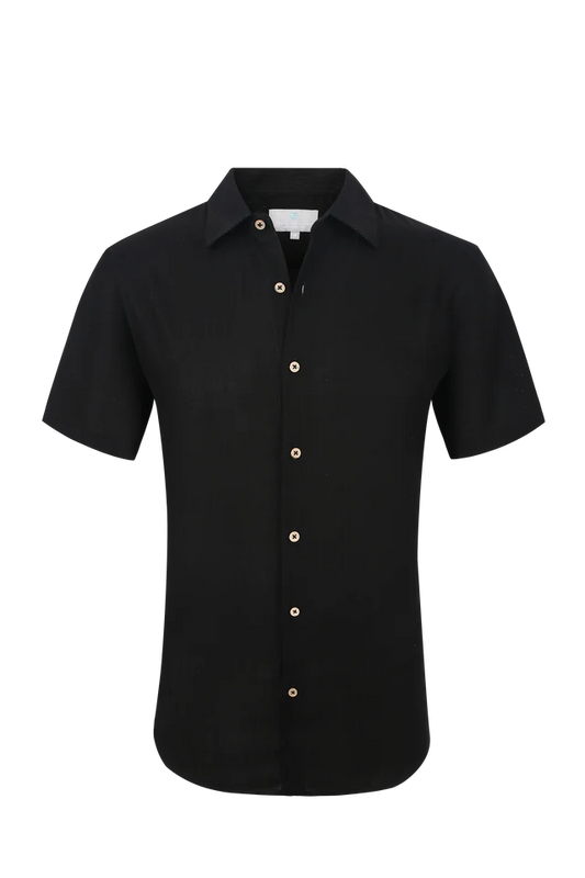 SFC7 Slim Fit 3% Spandex Cotton Shirt — Onyx Black Stretch Cotton