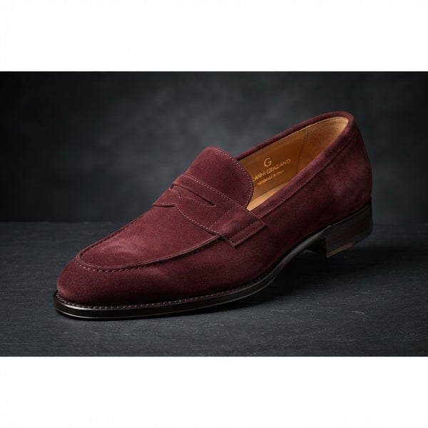 Bravo KING-5 Suede Formal Loafer — Burgundy Red Suede w/ Ortholite Insole