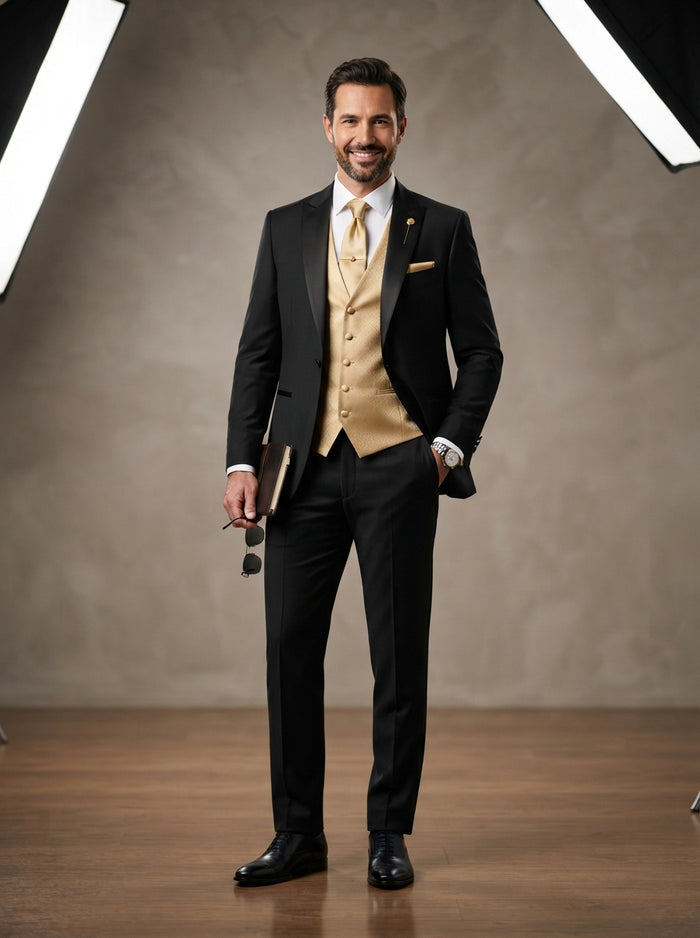 Satin Vest & Tie Set — Gold
