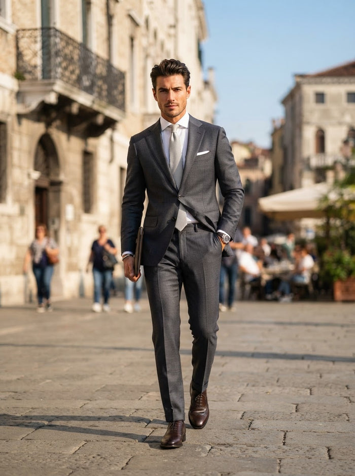 Couture 1910 Slate Charcoal Grey Stretch Suit — Charcoal Grey