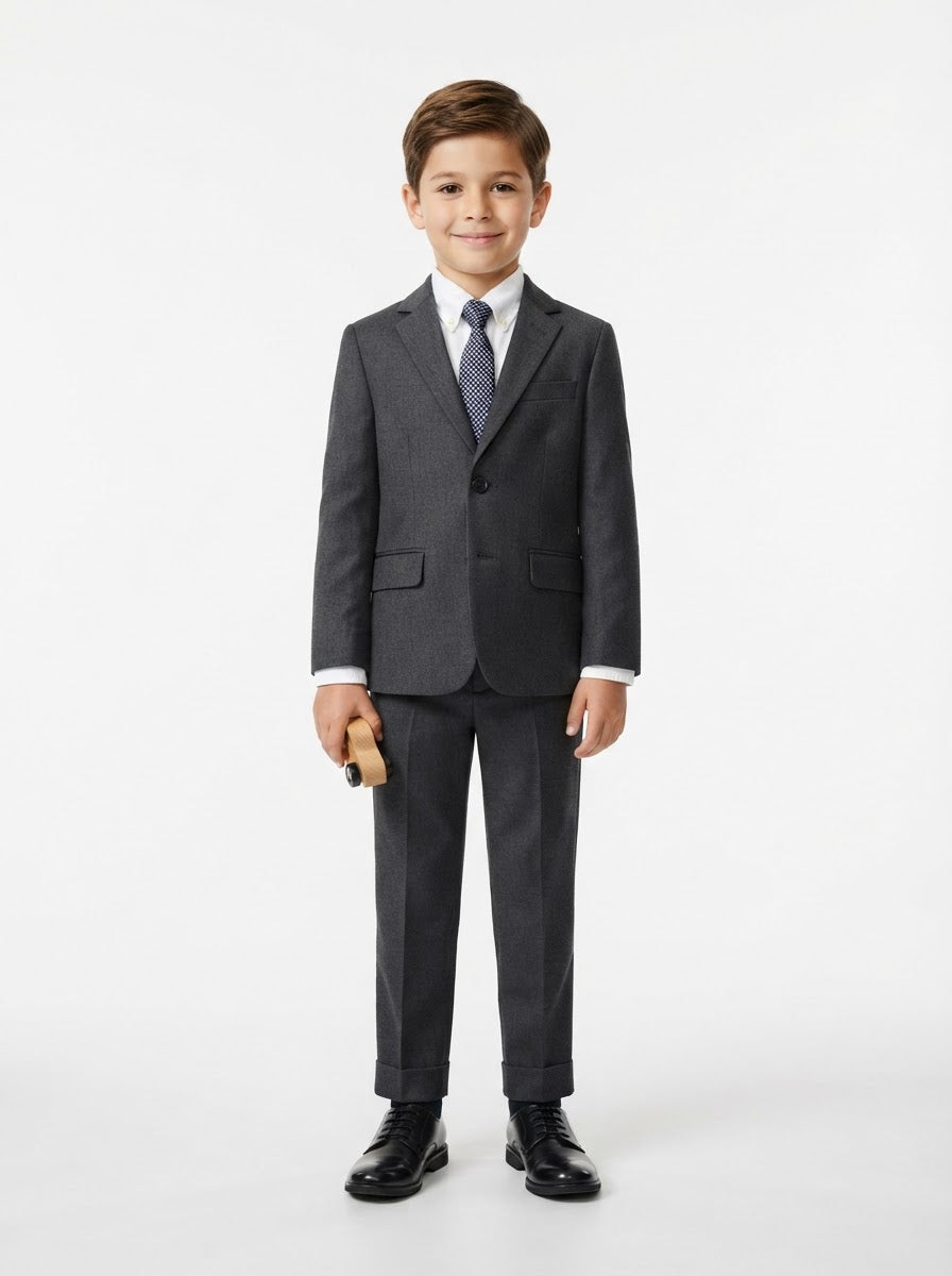 BJ346 Boy Suit Separates Jacket — Dark Grey w/ Notch Lapel