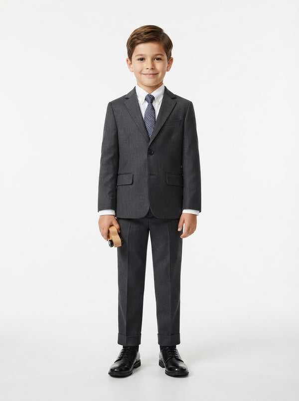 BJ346 Boy Suit Separates Jacket — Dark Grey w/ Notch Lapel