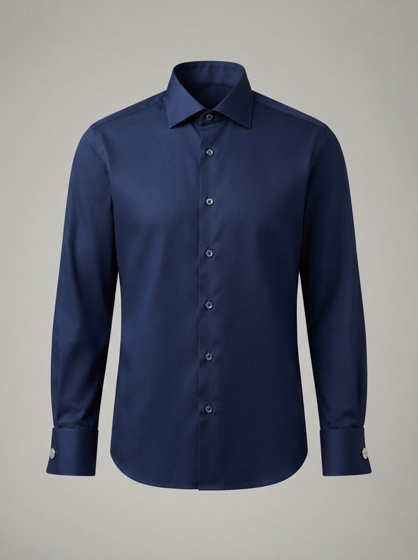 Leo Danieli LDC23 Pinstripe Dress Shirt — Charcoal & White Contrast Pinstripe