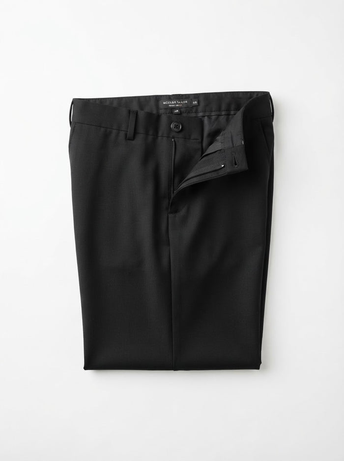 NPT Unpleated Regular Fit Dress Pants — Solid Black