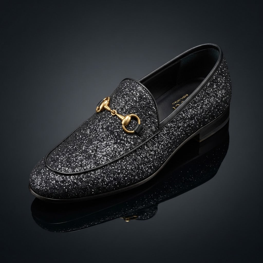 Bravo PROM-2 Glitter Horsebit Loafer — Sparkling Onyx Black Glitter