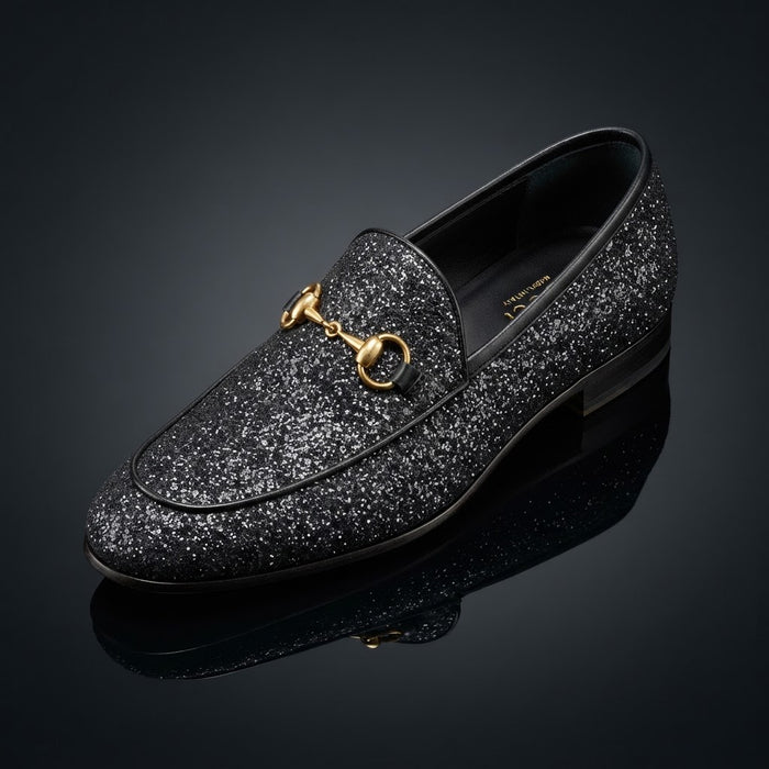 Bravo PROM-2 Glitter Horsebit Loafer — Sparkling Onyx Black Glitter