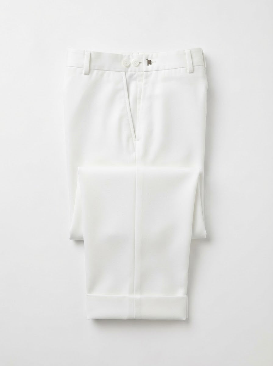 NPT Unpleated Regular Fit Dress Pants — Pure White
