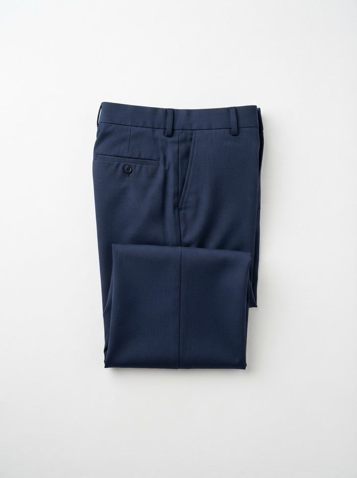 Plain Front 100% Polyester Dress Pants — Navy