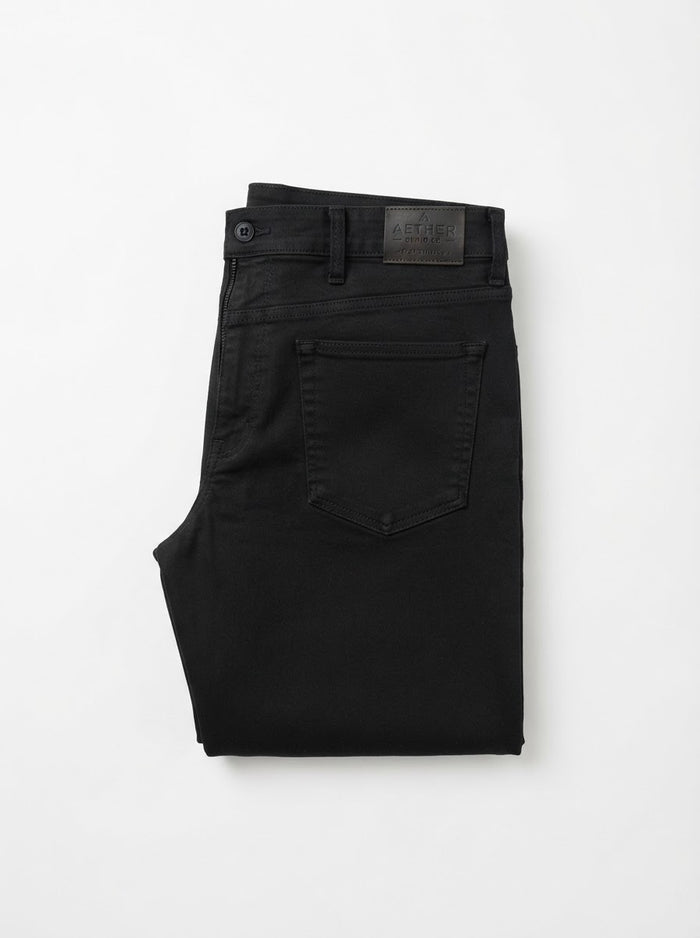 CP005 Casual Twill Slim Straight Flex Pants — Black Twill