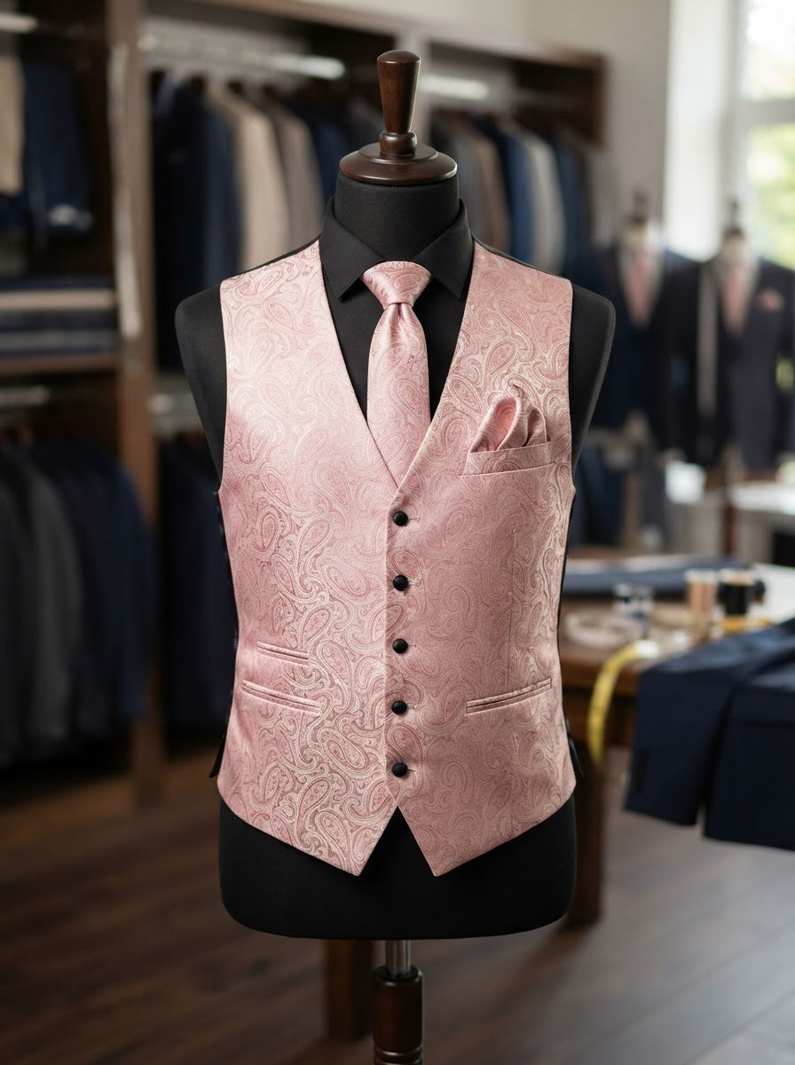 Paisley Microfiber Vest & Tie Set MV400 — Lavender Purple Paisley