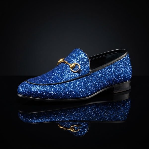 Bravo PROM-2 Glitter Horsebit Loafer — Sparkling Royal Blue Glitter