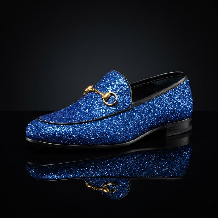 Bravo PROM-2 Glitter Horsebit Loafer — Sparkling Royal Blue Glitter