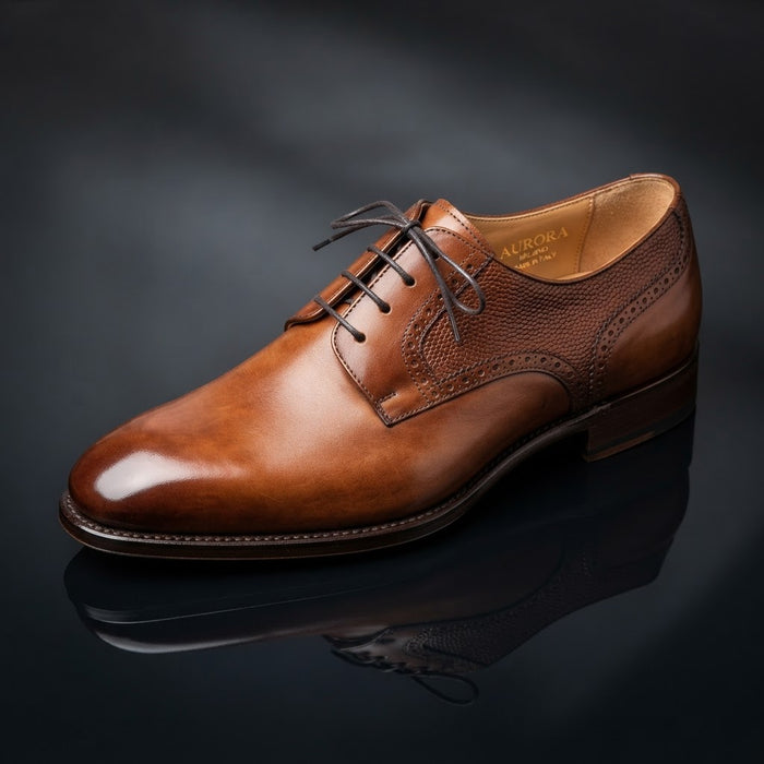 Bravo KING-6 Formal Derby Shoe — Cognac Brown Genuine Leather Lining