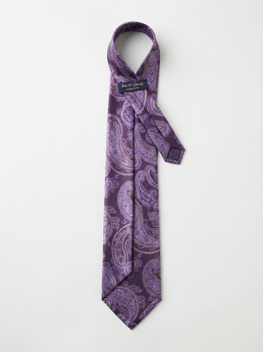 Microfiber Tie & Hanky Set MT365 — Tan Paisley Stripe