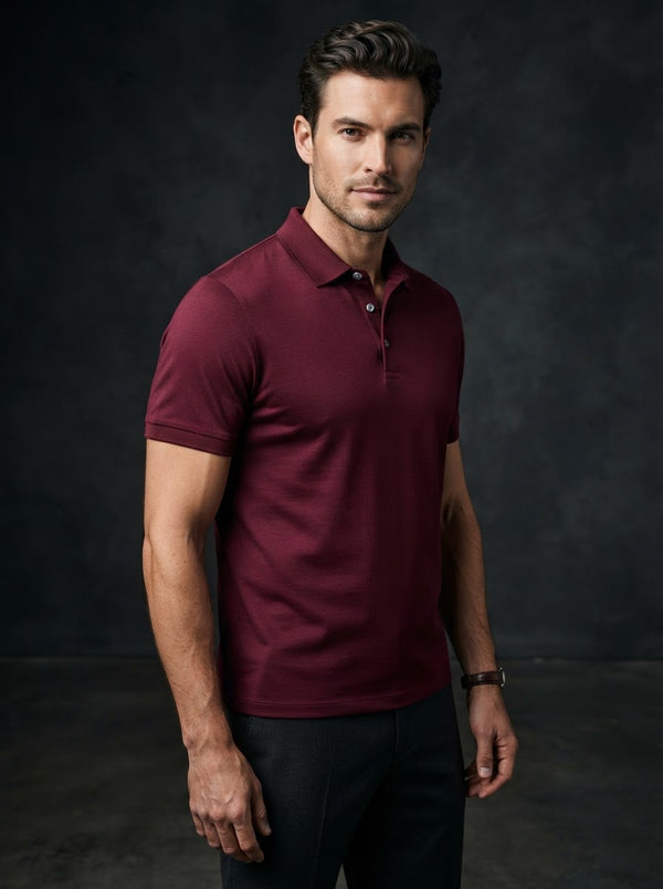 301N Jersey Slim Fit Polo Knit — Burgundy