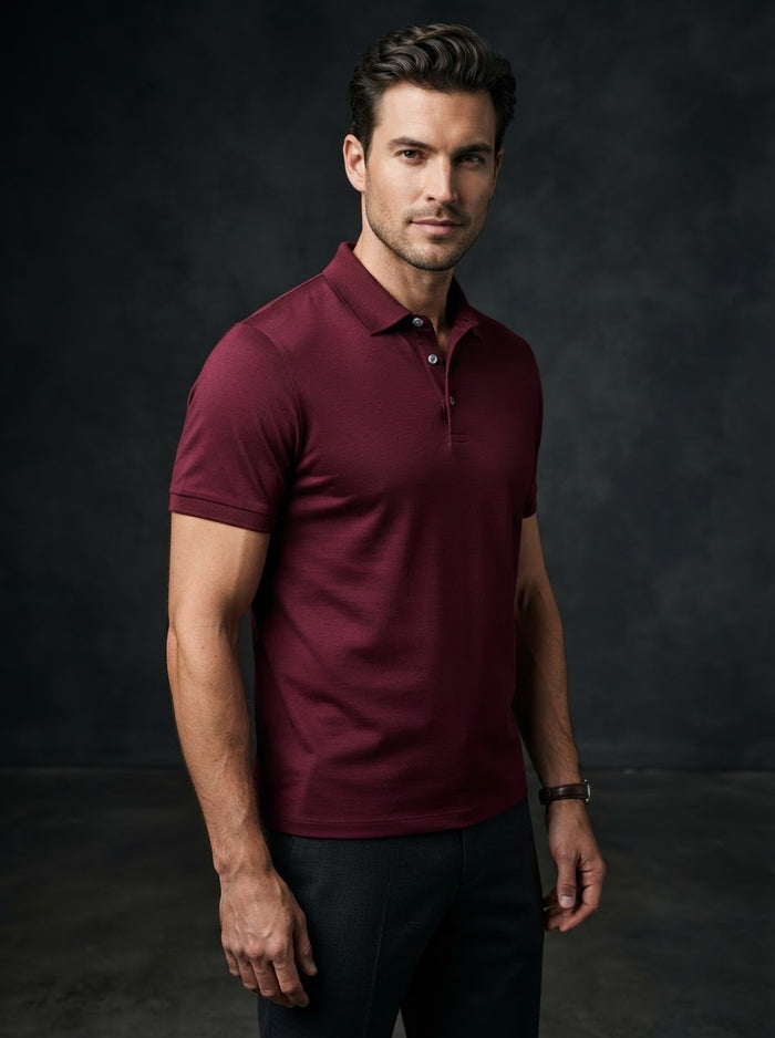 301N Jersey Slim Fit Polo Knit — Burgundy