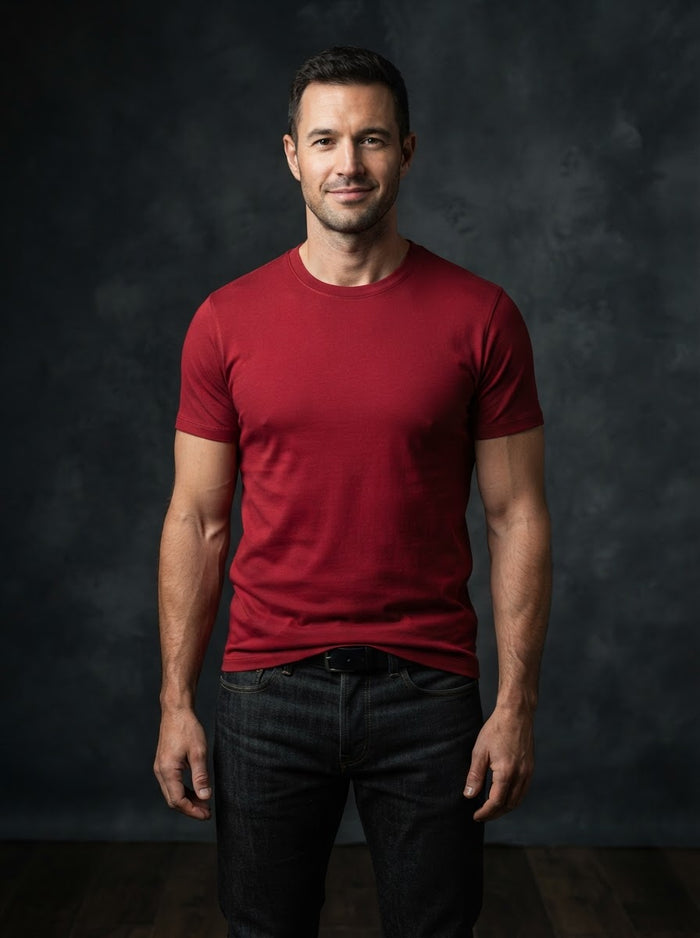 304C Crew Neck Mercerized Cotton Tee — Classic Red