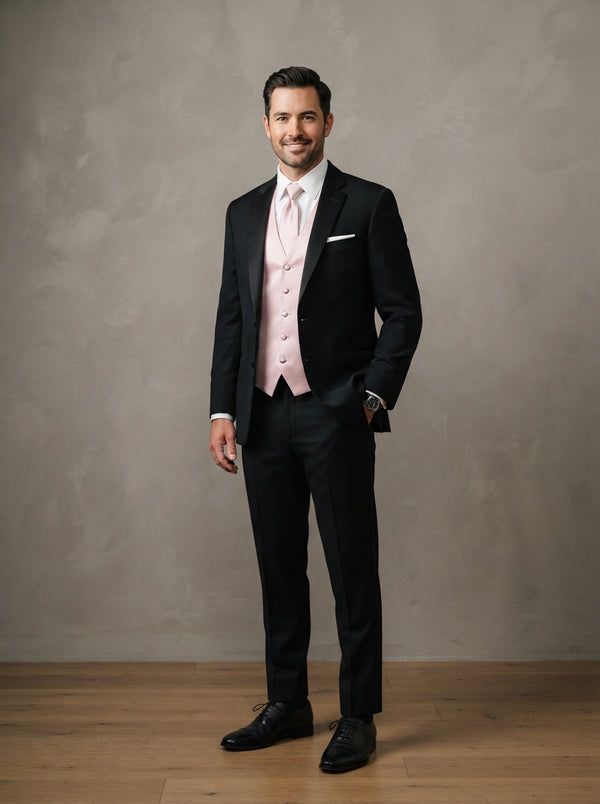 Satin Vest & Tie Set — Pink
