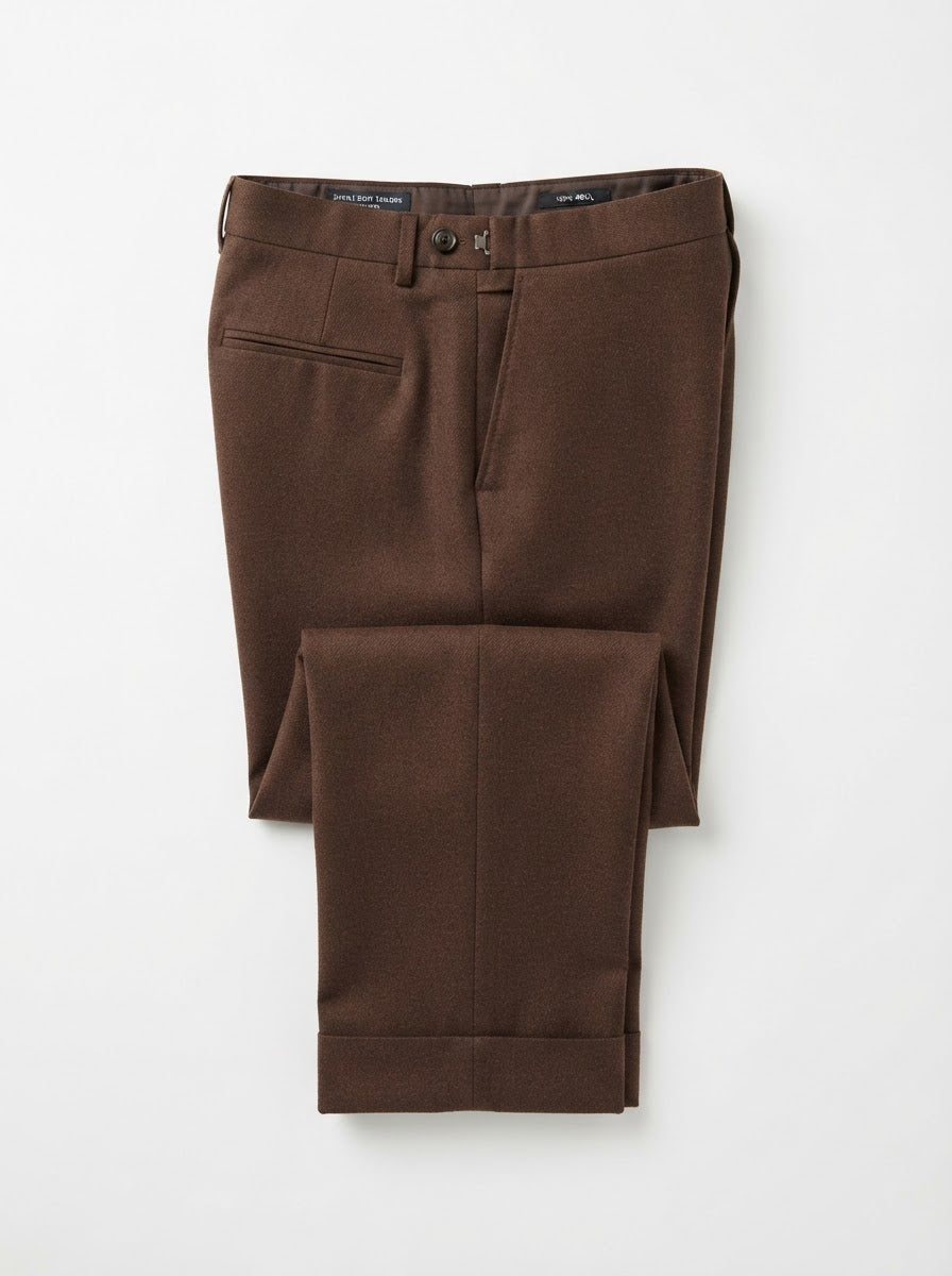 D3S Solid Tailored Formal Dress Pants — Chocolate Brown