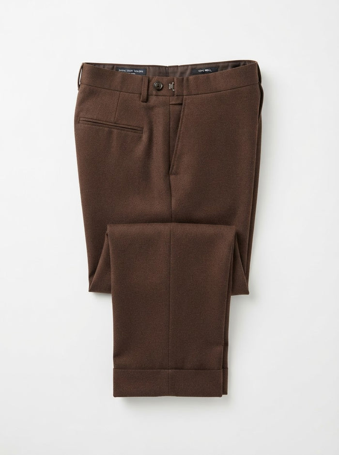 D3S Solid Tailored Formal Dress Pants — Chocolate Brown