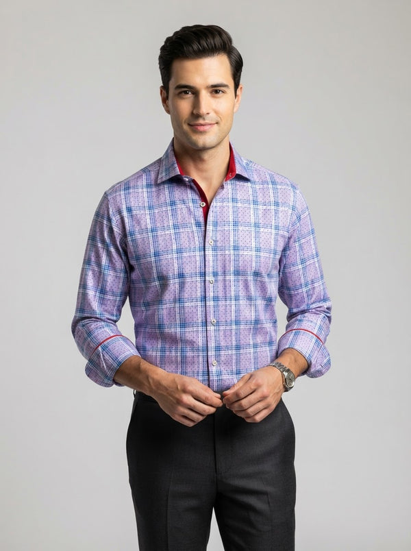 MD1 Digital Print Microfiber Shirt — PIO Lavender Dotted