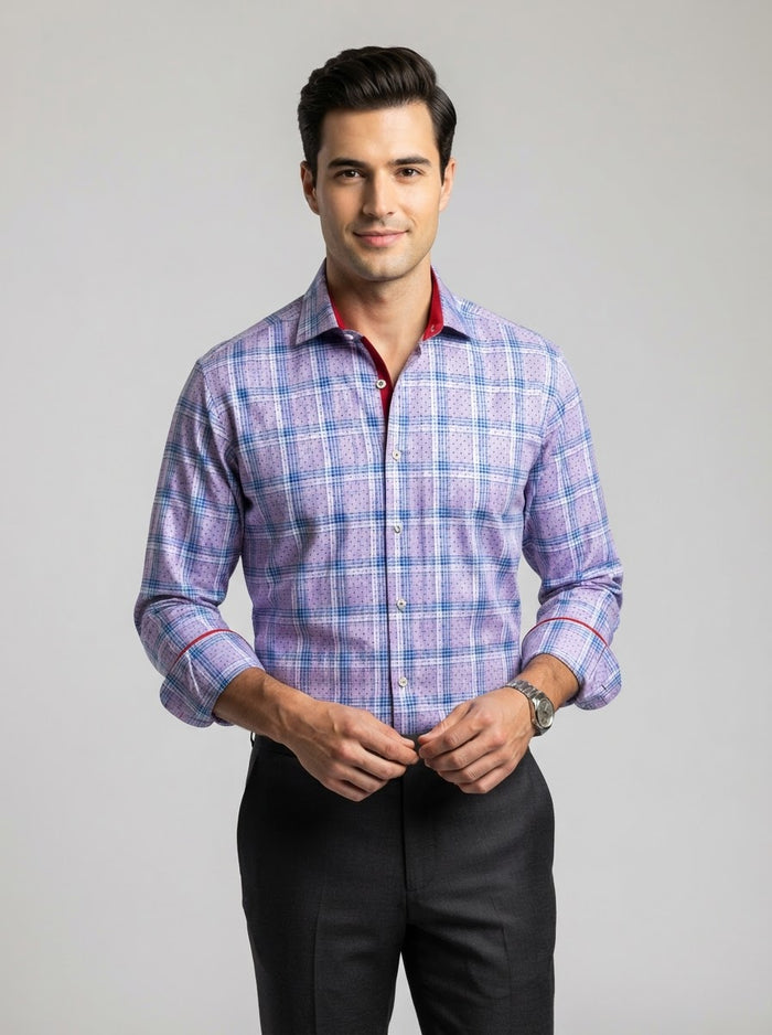 MD1 Digital Print Microfiber Shirt — PIO Lavender Dotted