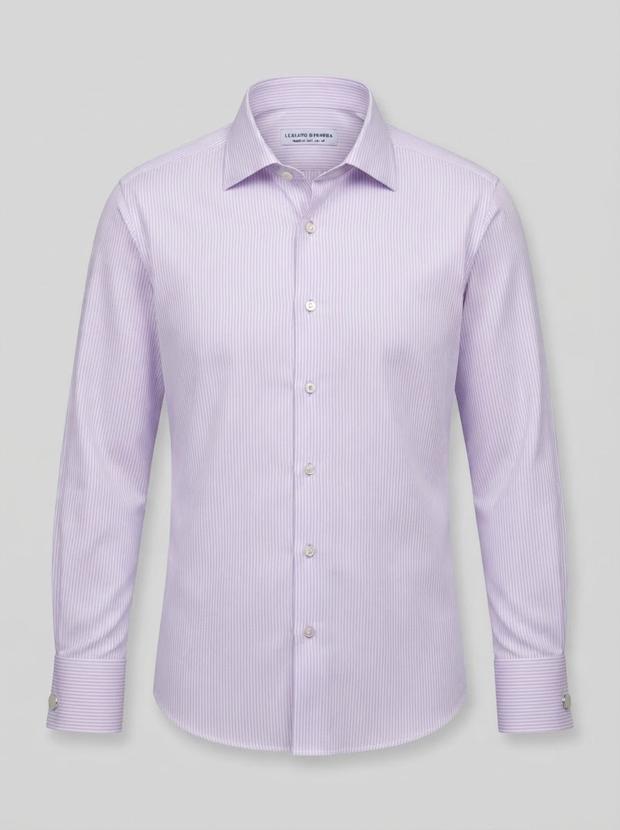 Leo Danieli LDC34 Fine Stripe Dress Shirt — Lilac Lavender Fine Stripe