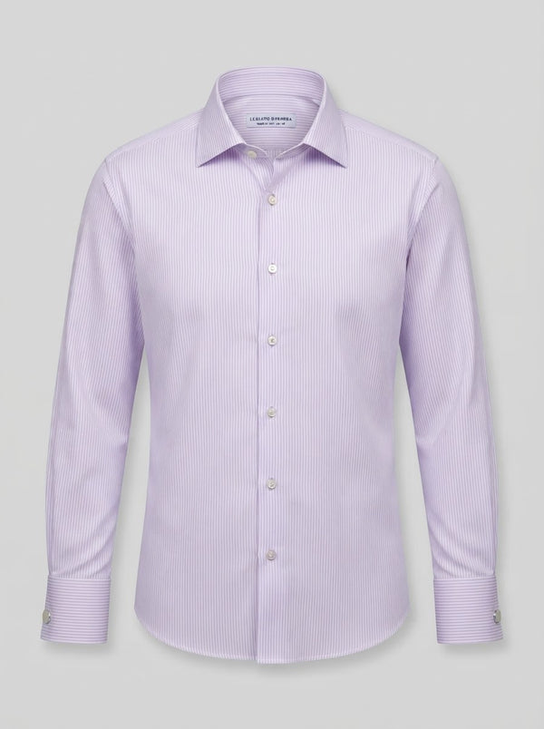 Leo Danieli LDC34 Fine Stripe Dress Shirt — Lilac Lavender Fine Stripe