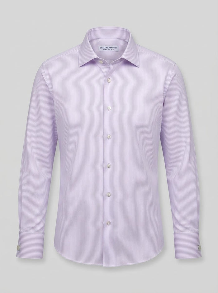 Leo Danieli LDC34 Fine Stripe Dress Shirt — Lilac Lavender Fine Stripe