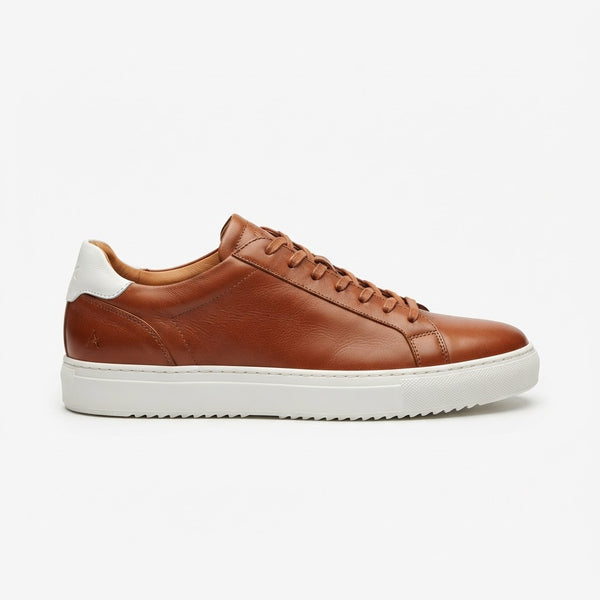 Allure AL05 Low-Top Fashion Sneaker — Cognac Leather w/ White Sole
