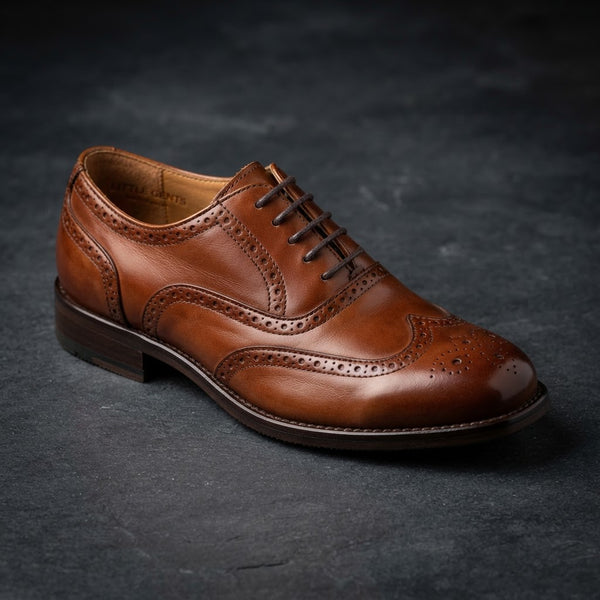 Bravo William-3 Boys Derby Dress Shoe — Cognac Brown Matte Leather