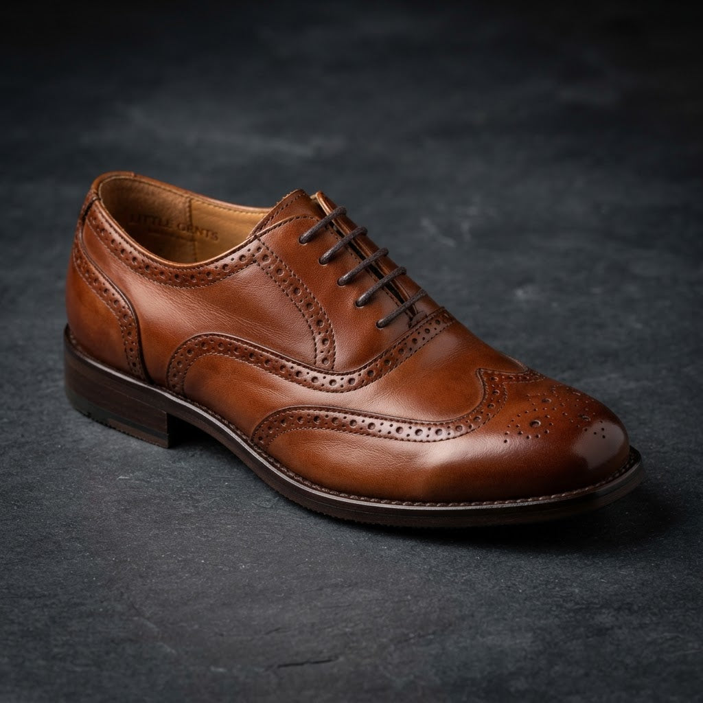 Bravo King-6 Youth Formal Derby — Cognac Brown Leather Lining