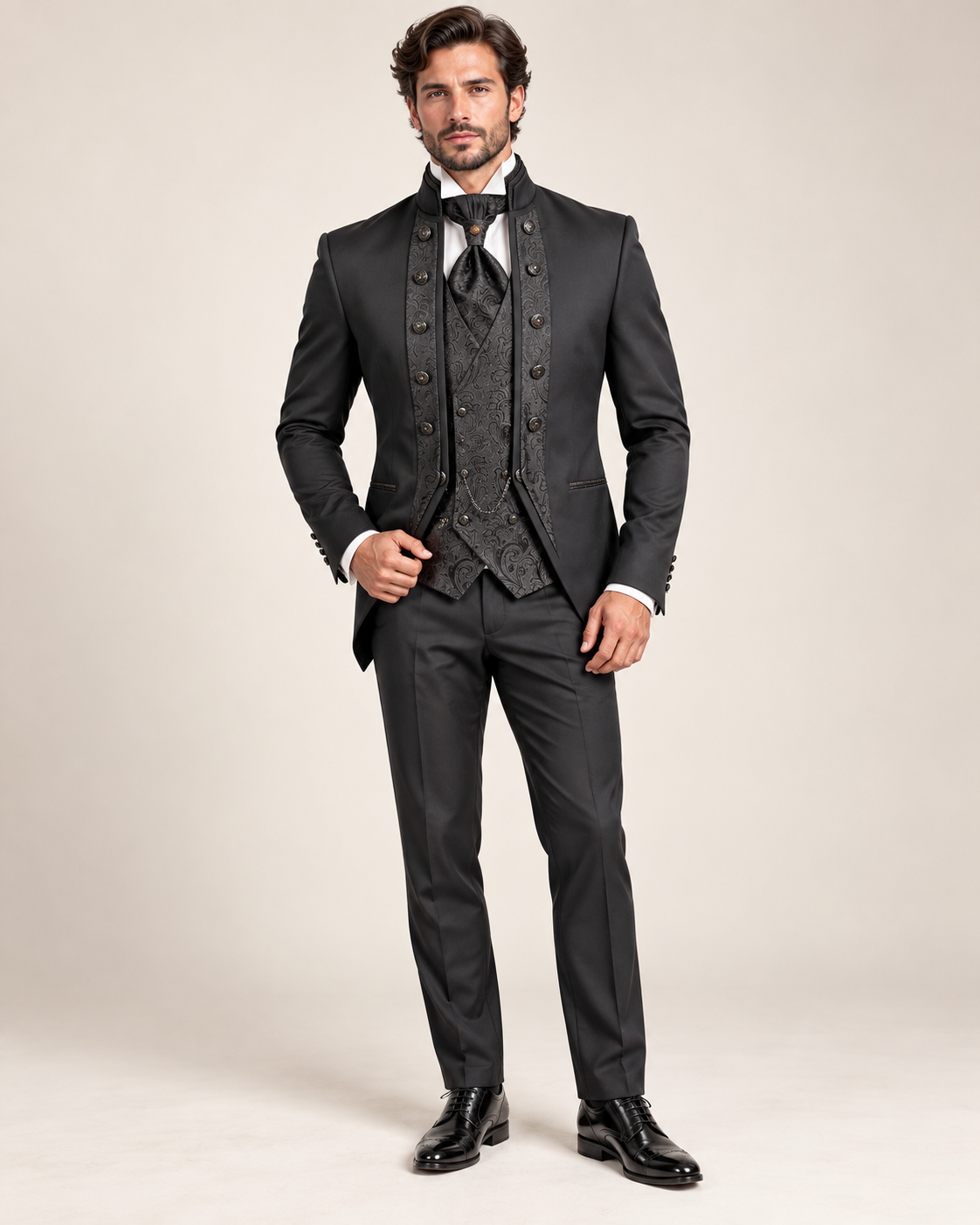 Elegant Black Double-Breasted Tuxedo