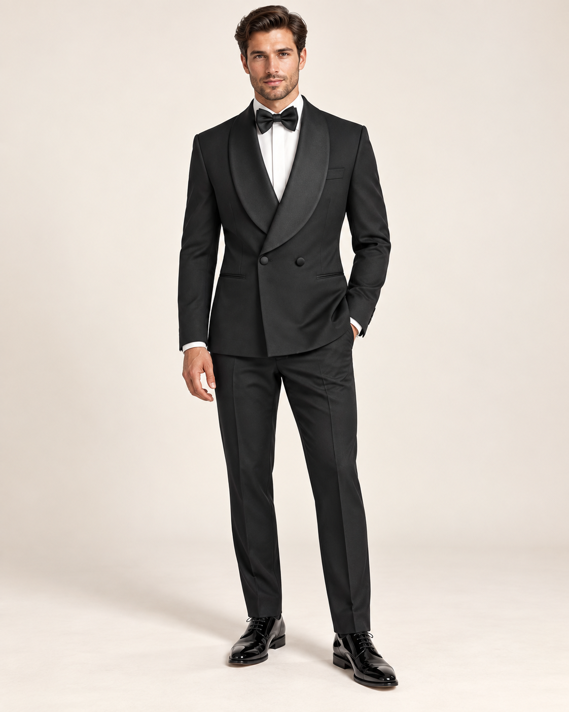 Champagne Beige Double-Breasted Tuxedo