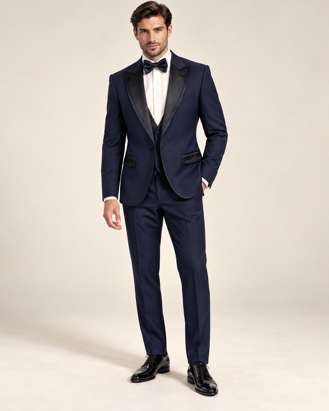Black Windowpane Suit with Burgundy Accents