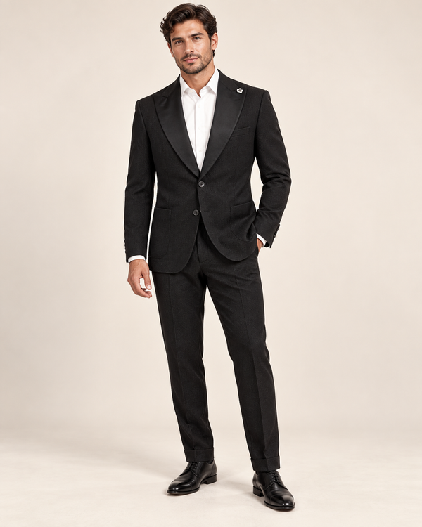 Grey-Brown Plaid Three-Piece Suit